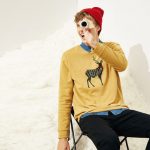 A21 新品男装秋季动物印花修身圆领卫衣男休闲学院风套头衫秋装 多色可选