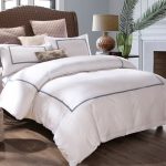 LENCIER兰叙 60支全棉四件套五星酒店纯棉床品白色1.5m1.8米