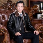 堡狮洛 皮衣中老年外套爸爸皮夹克加绒加厚装男士中年冬季新款休闲修身
