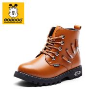 BOBDOGhouse巴布豆家族 童鞋儿童马丁靴2017秋冬男童靴子短靴童靴加绒皮靴冬季 2色
