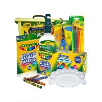 Crayola绘儿乐 可水洗儿童绘画手工礼盒7件套套装(10色幼儿可水洗颜料+12色可水洗细头水笔+画刷4件套装+16色可水洗蜡笔+学校4安士胶水+圆头安全剪刀+调色盘+收纳盒)