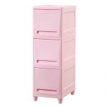 Hiho喜禾 儿童玩具收纳柜 五斗橱 组合式零食宝宝衣柜 塑料衣柜 储物柜 SL-020 (北欧粉3层)