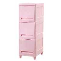 Hiho喜禾 儿童玩具收纳柜 五斗橱 组合式零食宝宝衣柜 塑料衣柜 储物柜 SL-020 (北欧粉3层)