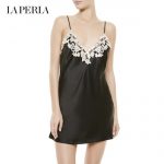 LA PERLA 女士睡裙MAISON系列品牌经典明星款奢华真丝绸刺绣吊带裙 多色可选