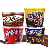 M&M'S 德芙mms巧克力豆花生牛奶桶装 士力架 脆香米 零食 4碗组合装 送价值39.9元巧克力