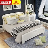 DG顶冠 8009# 纯实木床小户型白色1.8米床韩式双人床1.5橡木全实木储物高箱床