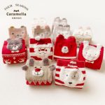 CARAMELLA 袜子女秋冬中筒棉袜韩版卡通长筒日系纯棉学院风3双装 *3件