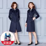 韩茗雅服饰 职业毛呢外套女秋冬工作服工装正装加厚羊毛呢子大衣中长款收腰