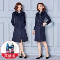 韩茗雅服饰 职业毛呢外套女秋冬工作服工装正装加厚羊毛呢子大衣中长款收腰