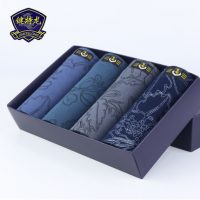 健特龙 纯棉质男士四角裤男生青年时尚潮中腰平角裤衩中年宽松内裤 4条装