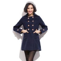 娅诺薇 女款毛呢外套女2017新款 矮个子翻领秋冬中长款焦糖色呢子大衣 2色可选