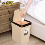 鑫宝鹭 家用卫生间客厅大号带盖垃圾桶办公室非脚踏式弹盖垃圾桶 13L