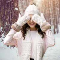 THANTRUE 韩版连体帽子围巾手套三件套女一体成人冬季毛线保暖套装生日礼物 2色可选