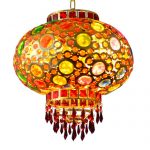 华夏丰 阳台灯笼灯婚庆大红福字乔迁LED水晶灯笼元旦户外旋转中式吊灯笼