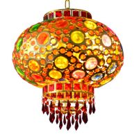 华夏丰 阳台灯笼灯婚庆大红福字乔迁LED水晶灯笼元旦户外旋转中式吊灯笼