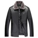 SEINE COUNT 1887塞纳伯爵 春秋冬款男士中年毛领皮夹克皮毛一体加绒加厚中老年爸爸装PU皮衣 2色可选