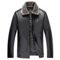 SEINE COUNT 1887塞纳伯爵 春秋冬款男士中年毛领皮夹克皮毛一体加绒加厚中老年爸爸装PU皮衣 2色可选