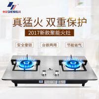 申花 JZT-601XB3-1不锈钢燃气灶家用煤气灶嵌入式双灶 台式液化气灶具 天然气或液化气可选