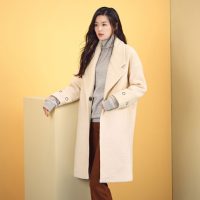 HSTYLE韩都衣舍 全智贤明星同款 2017冬装新款宽松毛呢外套女DQ7868堯