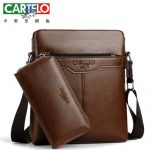 CARTELO卡帝乐鳄鱼 单肩包男竖款男士斜挎包学生皮包休闲背包商务公文包潮 2色