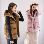 雪纤 羽绒棉马甲女短款秋冬装2017新款韩版女士金丝绒背心无袖棉衣马夹 4色可选