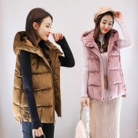 雪纤 羽绒棉马甲女短款秋冬装2017新款韩版女士金丝绒背心无袖棉衣马夹 4色可选