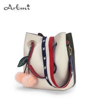 Artmi阿特密 水桶包女2017新款潮撞色大包单肩包斜挎包宽肩带女包