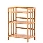 成琳 三层楠竹置物架 微波炉架烤箱架厨房置物架 多层收纳架实木储物架 送挂钩三个(三层 50*38*81cm)