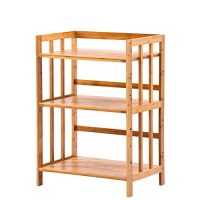 成琳 三层楠竹置物架 微波炉架烤箱架厨房置物架 多层收纳架实木储物架 送挂钩三个(三层 50*38*81cm)