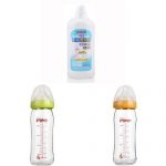PIGEON贝亲 宽口玻璃 奶瓶+奶瓶清洁剂套装(240ml奶瓶2个+清洁剂400ML)