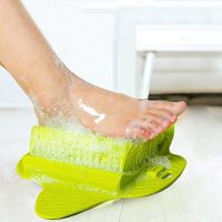 榕力 懒人洗脚刷 搓脚去死皮 去角质 可悬挂带吸盘 软毛足部按摩刷 (绿色)