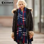KAMA卡玛 冬装新款 女装带帽毛领中长款显瘦棉衣服 7415771 两色可选