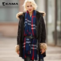 KAMA卡玛 冬装新款 女装带帽毛领中长款显瘦棉衣服 7415771 两色可选