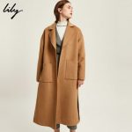 Lily丽丽 女装双面呢大衣oversize驼色毛呢外套2017新品117449F1968 两色可选