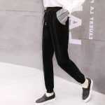 星足靓丽 加绒运动裤女金丝灯芯绒卫裤复古港味chic冬季小脚哈伦裤韩版长 3色可选