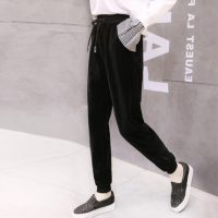 星足靓丽 加绒运动裤女金丝灯芯绒卫裤复古港味chic冬季小脚哈伦裤韩版长 3色可选