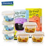 Glasslock 进口儿童辅食碗玻璃辅食盒宝宝保鲜盒冷冻盒婴儿餐具3个