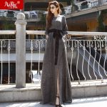 九美雪狐 2017女装新款秋冬欧洲站欧货潮冬装及踝韩版时尚超长款长裙连衣裙