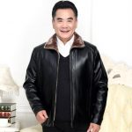 依中漫舞 冬季新款中老年人加绒加厚皮衣男装大码爸爸装外套中年男士皮夹克 2色可选