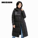 MISUN米尚 2017秋冬新款韩版刺绣修身连帽羽绒服女中长款加厚保暖显瘦 4色可选